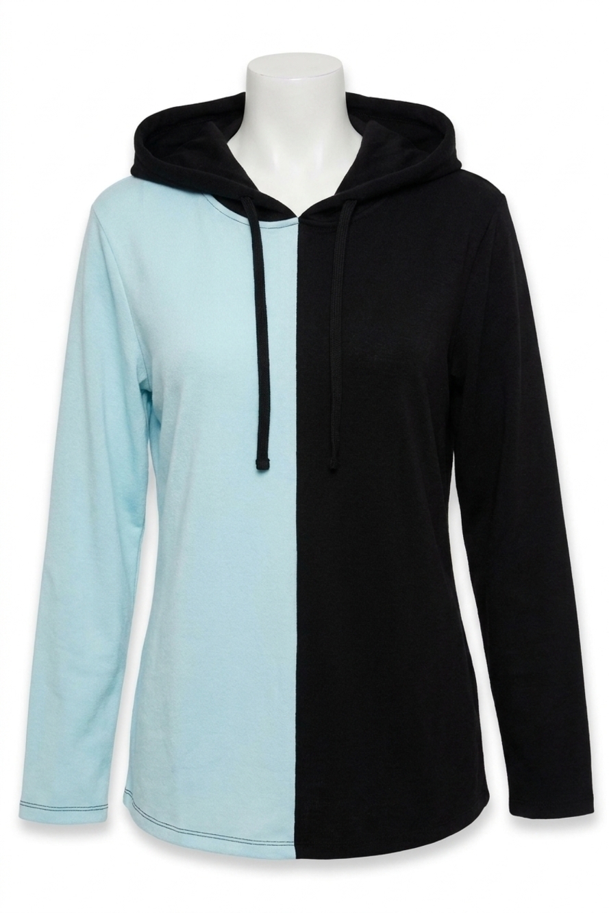 NEW FRENCH KYSS color block hoodie in black/mist